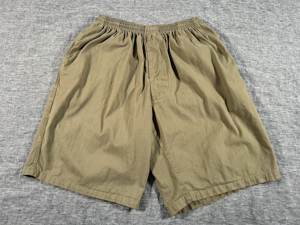 Vintage Stussy Shorts Mens XL Beige 90s Made in USA Beach Baggy Skate Streetwear